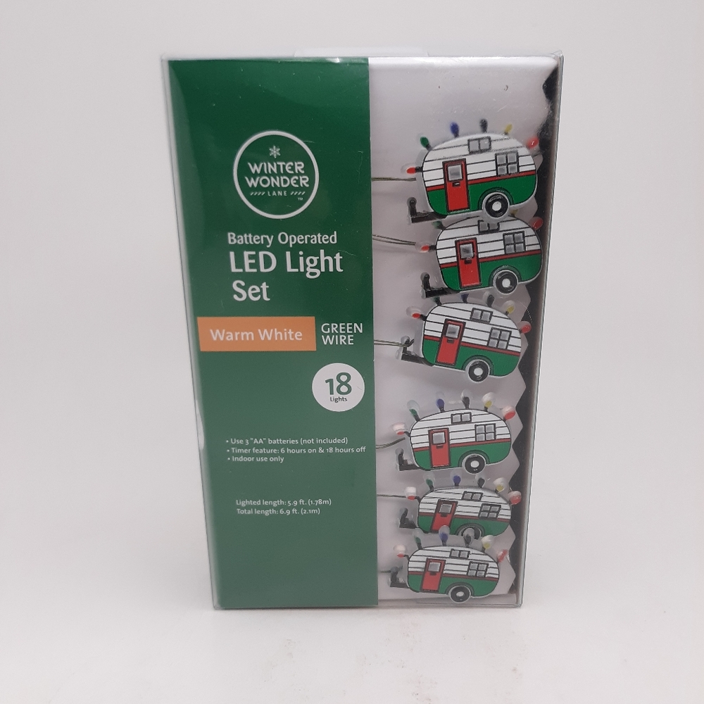 Christmas Retro Camper 18 lights on string indoor NIB batteries not included